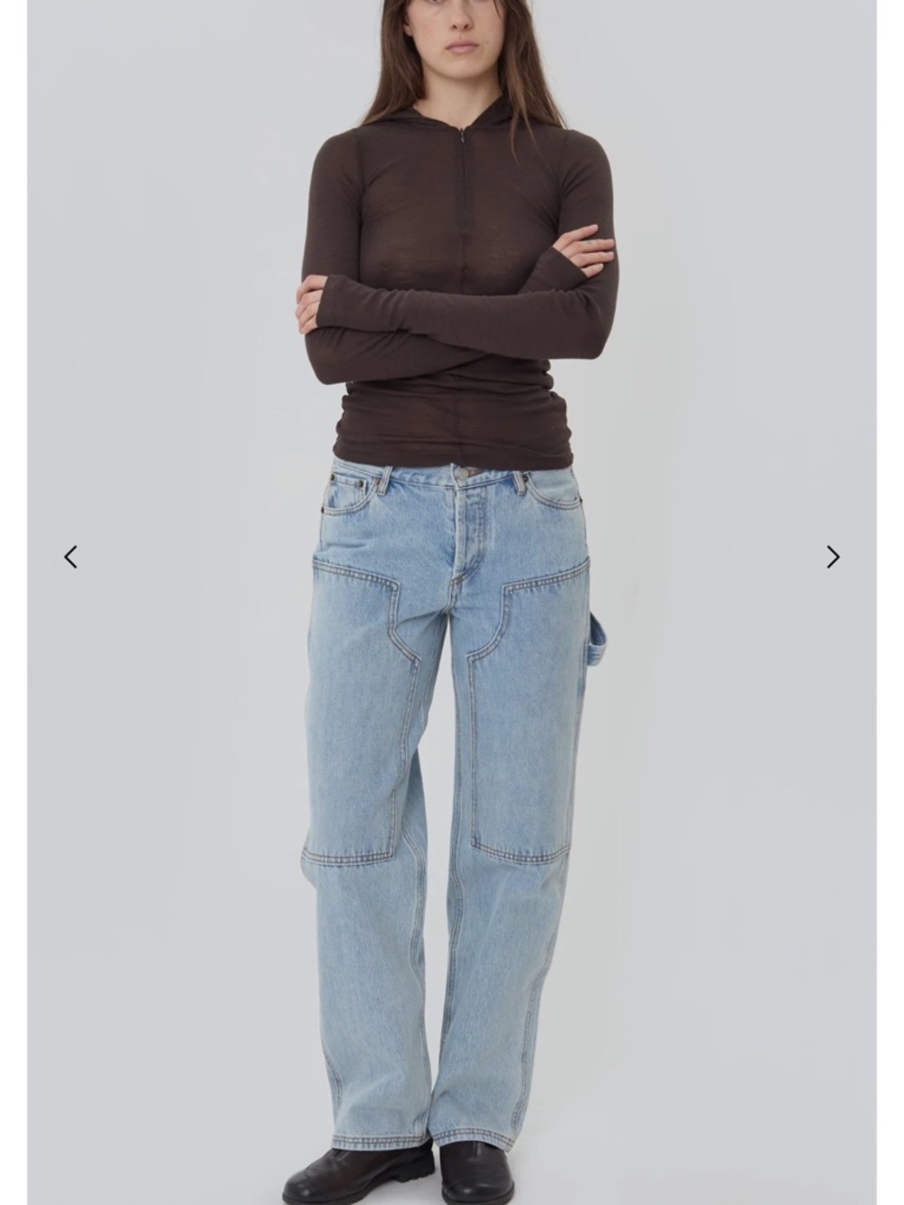 Light Blue Wide-Leg Carpenter Jeans - Women's Light Blue Denim